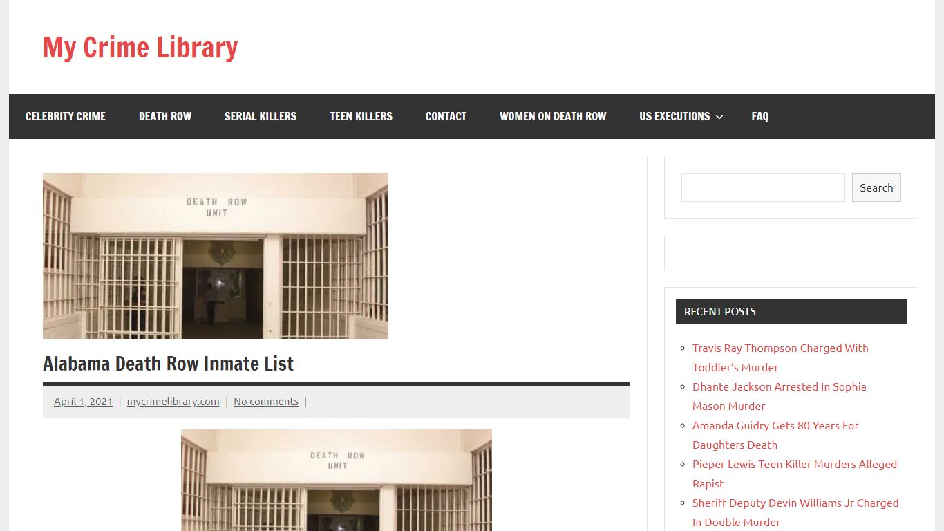 Alabama Death Row Inmate List | My Crime Library