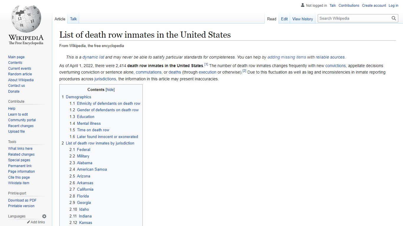 List of death row inmates in the United States - Wikipedia